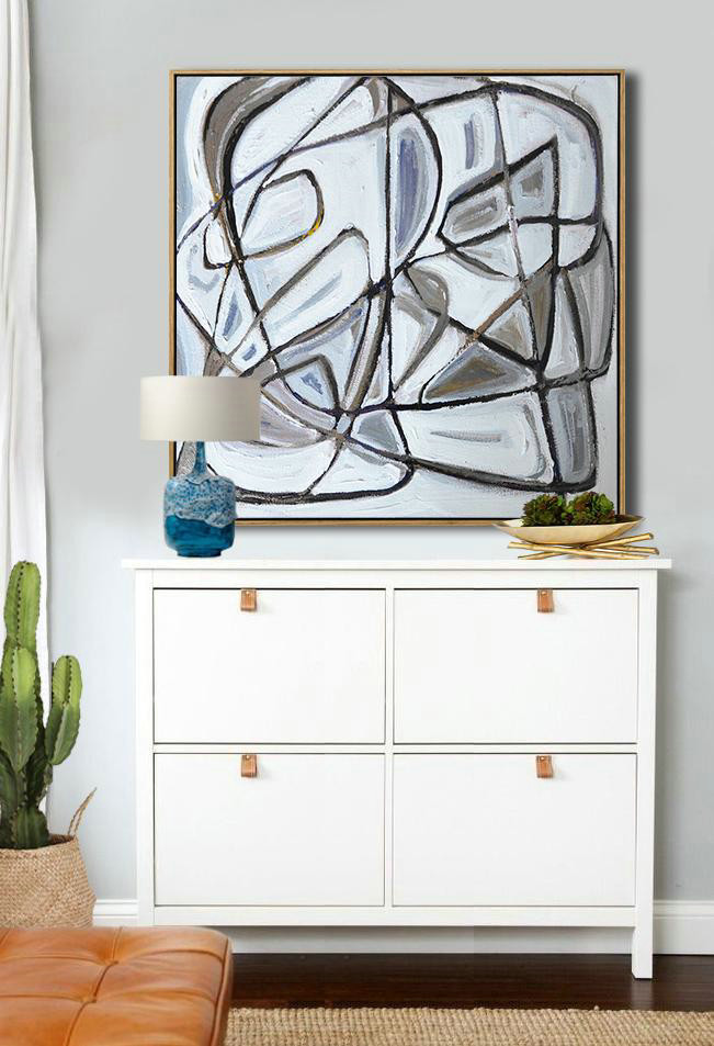 Large Abstract Art,Oversized Palette Knife Painting Contemporary Art On Canvas,Hand Paint Large Clean Modern Art,Gold,Black,White,Yellow.etc